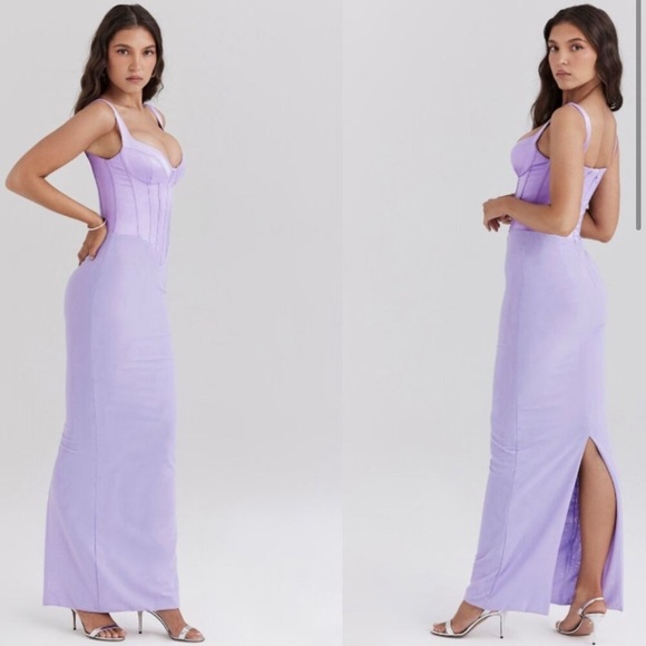 House of CB Breeze Orchid Satin Corset Maxi Dress - Picture 2 of 16